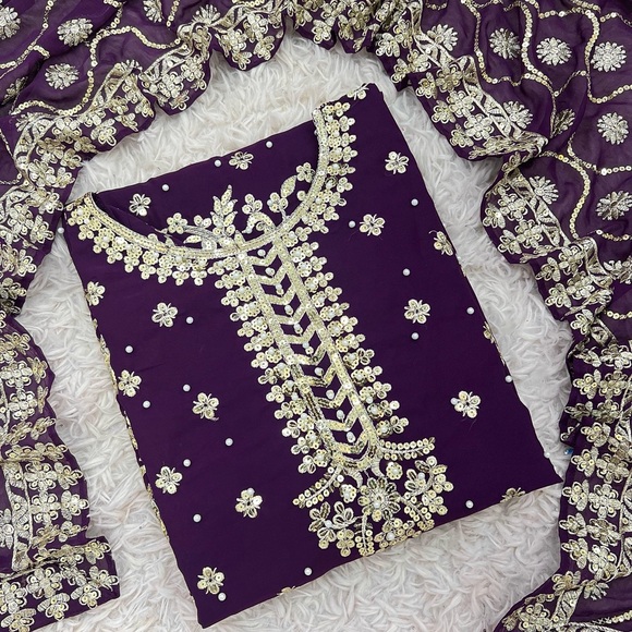 🌹ELEGANT PAKISTANI EMBROIDERED SHALWAR KAMEEZ SUIT FANCY MEHENDI🌹 - Picture 5 of 5
